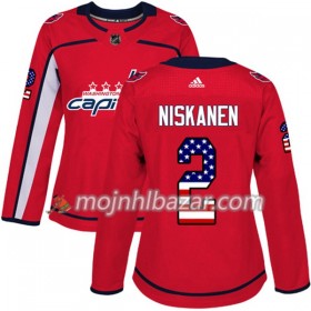 Dresovi Washington Capitals Matt Niskanen 2 Adidas 2017-2018 Crvena USA Flag Fashion Authentic - Ženska